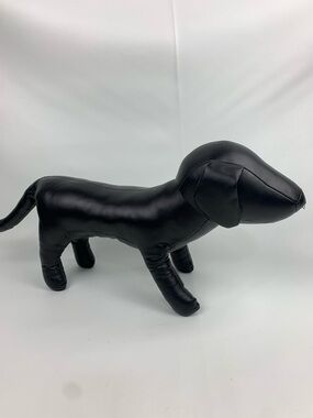 East Side Collection Plush Black Dog Faux Leather Display model Decoration RARE